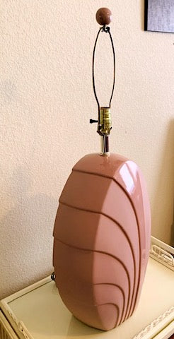 Vintage 1980s Blush Pink Large Ceramic Lamp