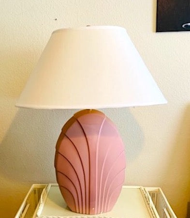 Vintage 1980s Blush Pink Large Ceramic Lamp