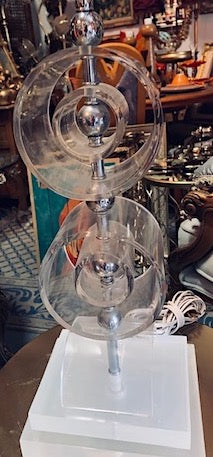 Mid Century Artistic Lucite and Chrome Table Lamp