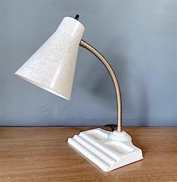 Mid Century Gooseneck Desk Lamp with Organizer Tray
