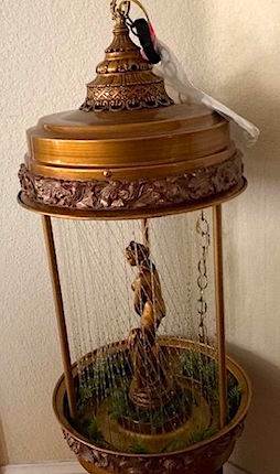 1970s Vintage Large Hanging Mineral Oil Rain Lamp with Roman Woman