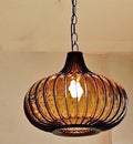 Mid Century Modern Lightcraft of California Brown Amber "Onion" Pendant Lamp