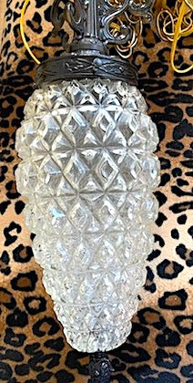 Vintage 1970s Glass Pineapple Hanging Swag Lamp