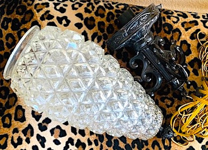 Vintage 1970s Glass Pineapple Hanging Swag Lamp