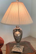 Silver Pewter Matte Ornate with Wings Table Lamp