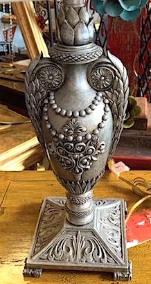 Silver Pewter Matte Ornate with Wings Table Lamp