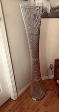 LED Standing Floor Lamp Art Decor Spiral Cylinder Aluminum in Silver