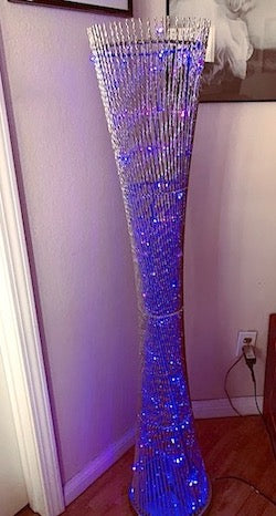 LED Standing Floor Lamp Art Decor Spiral Cylinder Aluminum in Silver