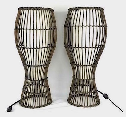 Vintage Rattan "Tiki" Lamps
