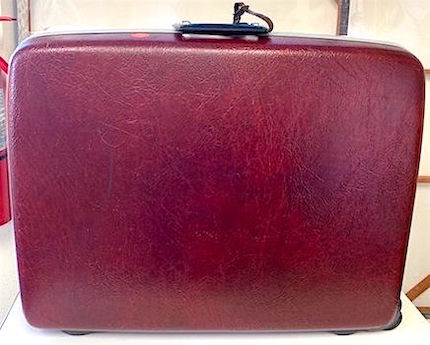 Vintage Marbled Burgundy Samsonite Hard Shell Rolling Suitcase