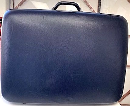 Vintage Marbled Navy Samsonite Hard Shell Rolling Suitcase