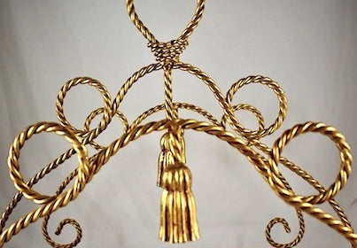 Hollywood Regency Tassel & Twisted Rope Gilded Magazine Rack