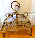 Hollywood Regency Tassel & Twisted Rope Gilded Magazine Rack