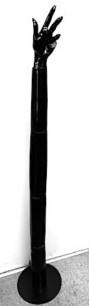 Vintage Tall Black Gloss Enamel Mannequin Hand Prop with Base