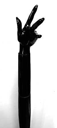 Vintage Tall Black Gloss Enamel Mannequin Hand Prop with Base