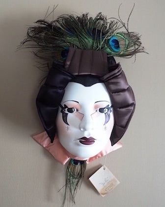 Vintage Kabuki Geisha Style Mask Wall Hanging