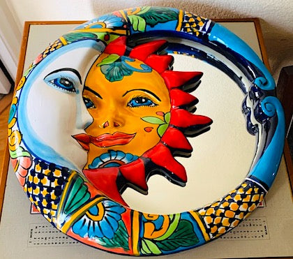 Talavera Mexican Pottery Sun and Wall “Eclipse” Mirror