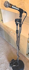 Vintage Microphone Floor Stand with attached Microphone w Cable