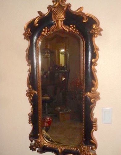Large Ornate Black and Gold Wall Mirror