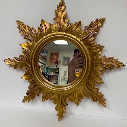 Vintage Italian Carved Gold Swirls Wall Mirror