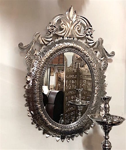 Mexican Tin Art [hojalata] Ornate Mirror In Portrait