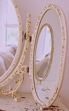 Vintage Ornate Trifold Vanity Oval Mirror