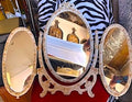 Vintage Ornate Trifold Vanity Oval Mirror