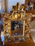 Small Carved Gold Heart Wood Wall Mirror