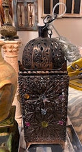 Hollow Metal Jeweled Bohemian Moroccan Table Lamp