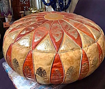 Vintage Oversized Moroccan Leather Pouf