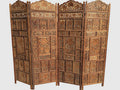 Vintage Wooden Ornate Carved 4-Panels Screen