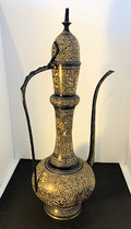 Vintage Brass Etched Ornamental Aftaba Coffee Pot