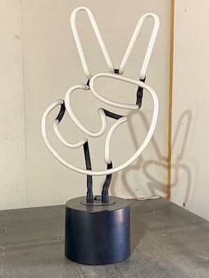 Neon “Hand Peace” Sculpture