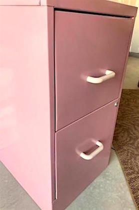 1970s Pink Metal Filing Cabinet 2-Drawer