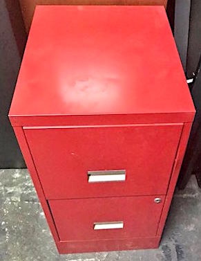 1970s Red Metal Filing Cabinet 2-Drawer