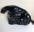 Mid Century Modern TV Lamp Black Crouching Panther