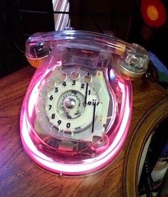1978 Vintage Neon Pink Lucite Rotary Dial Phone