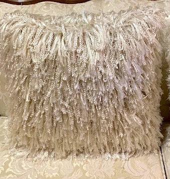 Cream Braided Shag Throw Pillow