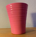 Vintage Planter Germany Hot Pink Glazed Ribbed