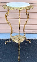 Victorian Style Round Marble Top and Ornamental Gold Stand