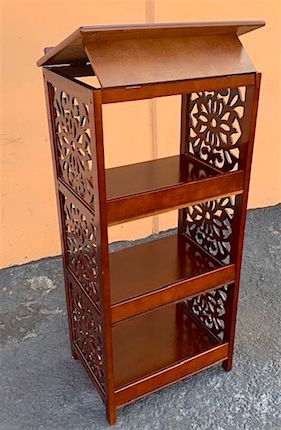 Dark Wooden Podium with Carved Sides