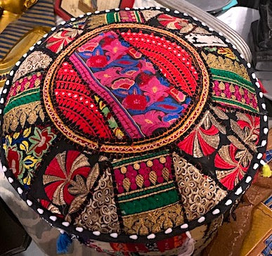 Bohemian Colorful Patchwork Circular 18” Pouf
