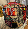 Bohemian Colorful Patchwork Circular 18” Pouf
