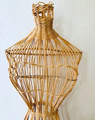 Vintage Natural Wicker English Torso Mannequin
