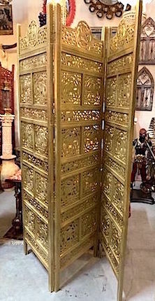 Wooden Ornate Carved Golden Screen
