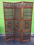Dark Bamboo & Rattan 3-Panel Screen Divider