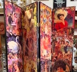 Vintage Decoupage Folding Screen "Victorian Ladies"