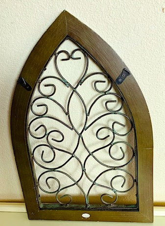 Architectural Cathedral Wood & Metal Wall Arch Decor