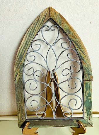 Architectural Cathedral Wood & Metal Wall Arch Decor