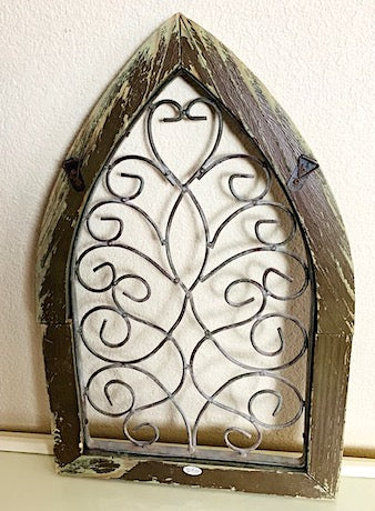 Architectural Cathedral Wood & Metal Wall Arch Decor